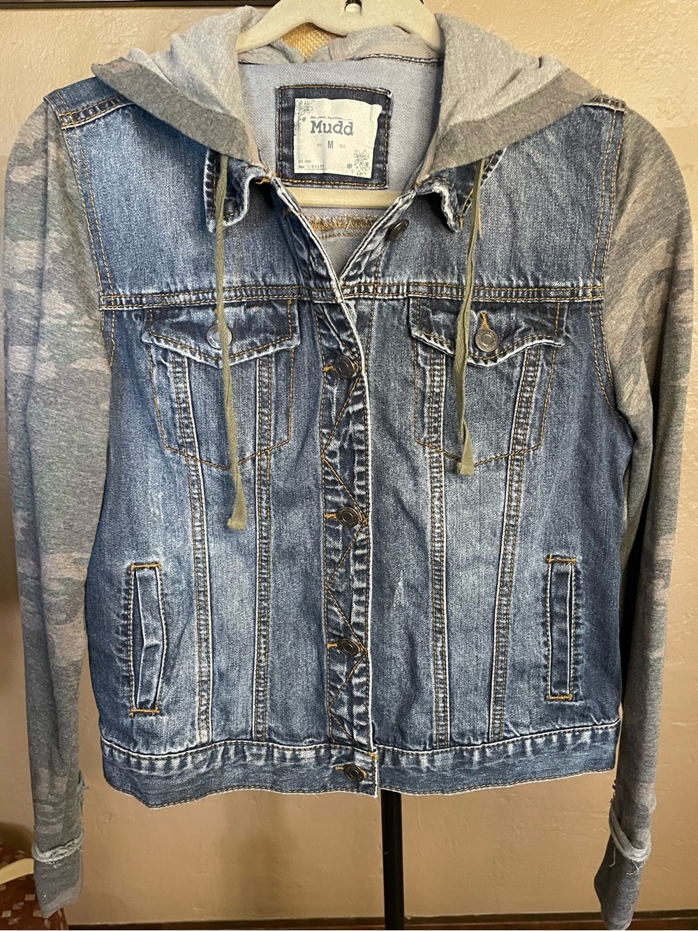 Mudd Camo Denim Jacket with Hood Medium